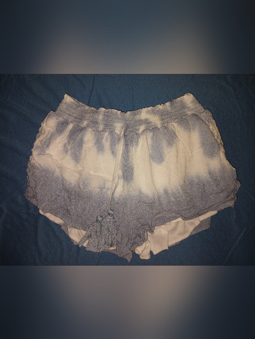3FOR$12 Blue and White Tie-Dye Tassel Drawstring Shorts